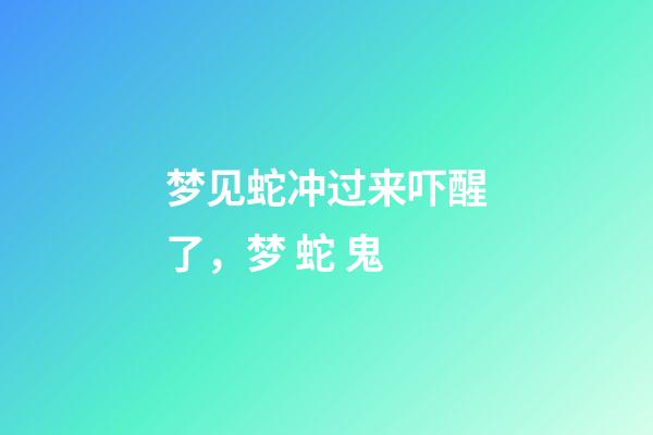 梦见蛇冲过来吓醒了，梦 蛇 鬼-第1张-观点-玄机派